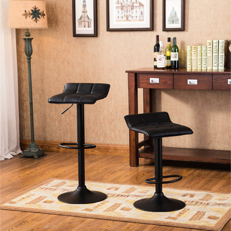 2 sièges réglables en cuir reconstitué noir - mécanisme de pivotement et de levage pour faciliter le réglage de 2 tabourets de bar en similicuir