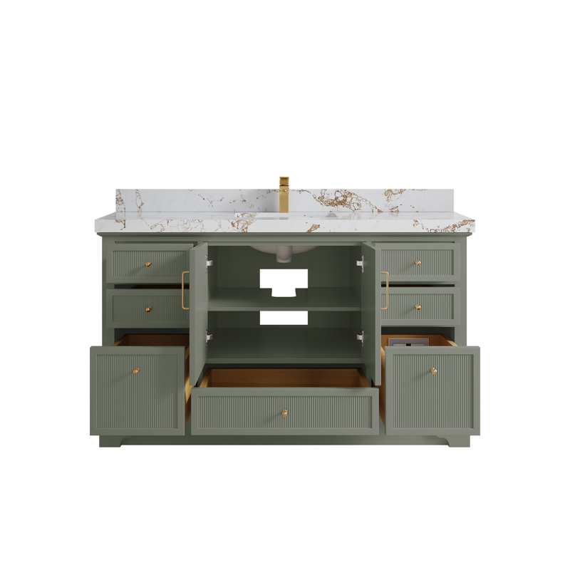 Alys 60'' Single Bathroom Vanity with Top, Viola Gold