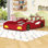 Lit de voiture de course simple en bois avec rails de sécurité et support intégré