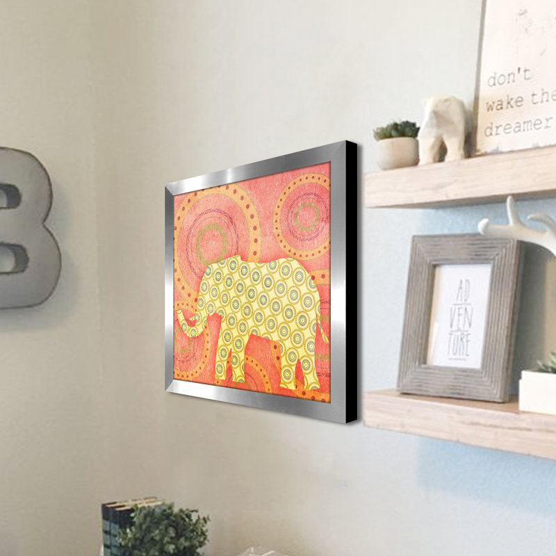 «Elephant», reproduction, H 13,5 po x l 13,5 po x P 1 po, Cadre argenté