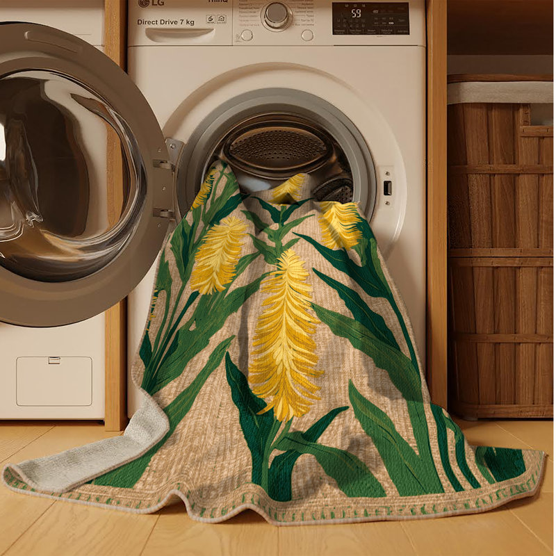 Machine Washable Botanical Brown Area Rug, Square 8'