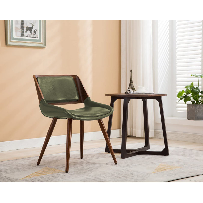 Ayrton Faux Leather Mid-Century Dining Chair, Green