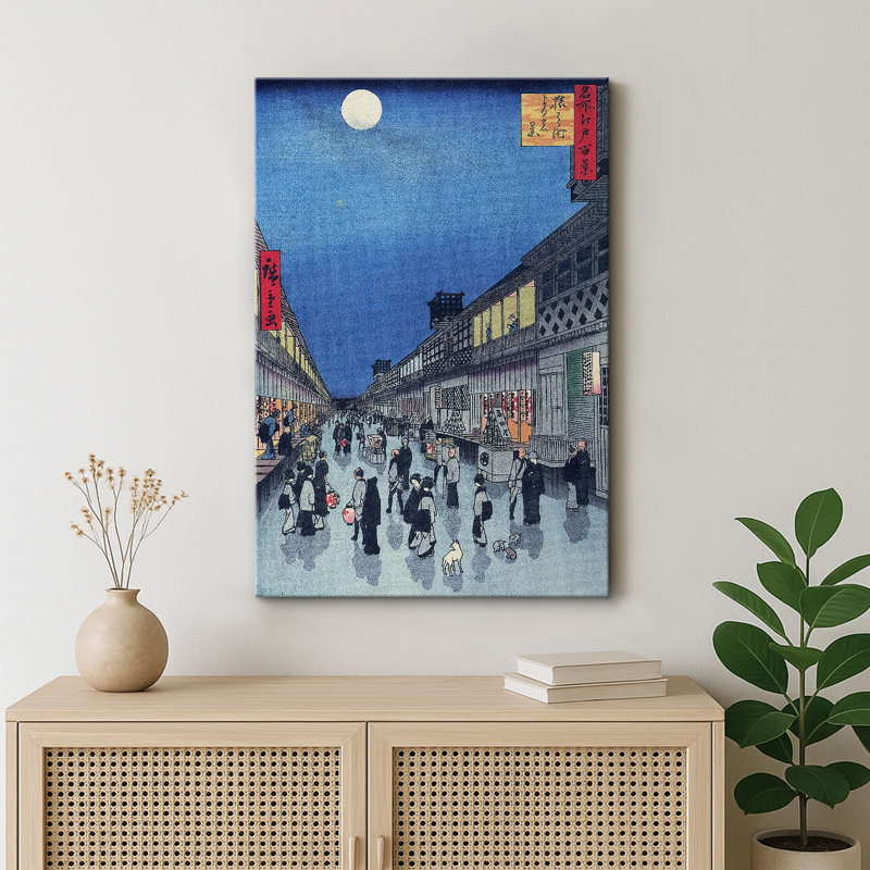 «Night Street Scene in Edo», œuvres d'art de ville historique, impression sur toile encadrée, H 24 po x l 16 po x P 1,5 po