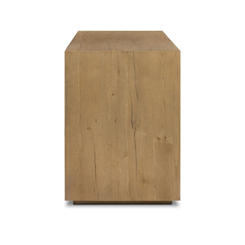 Leo 82'' W Solid Wood Sideboard, Rustic Light Natural Oak