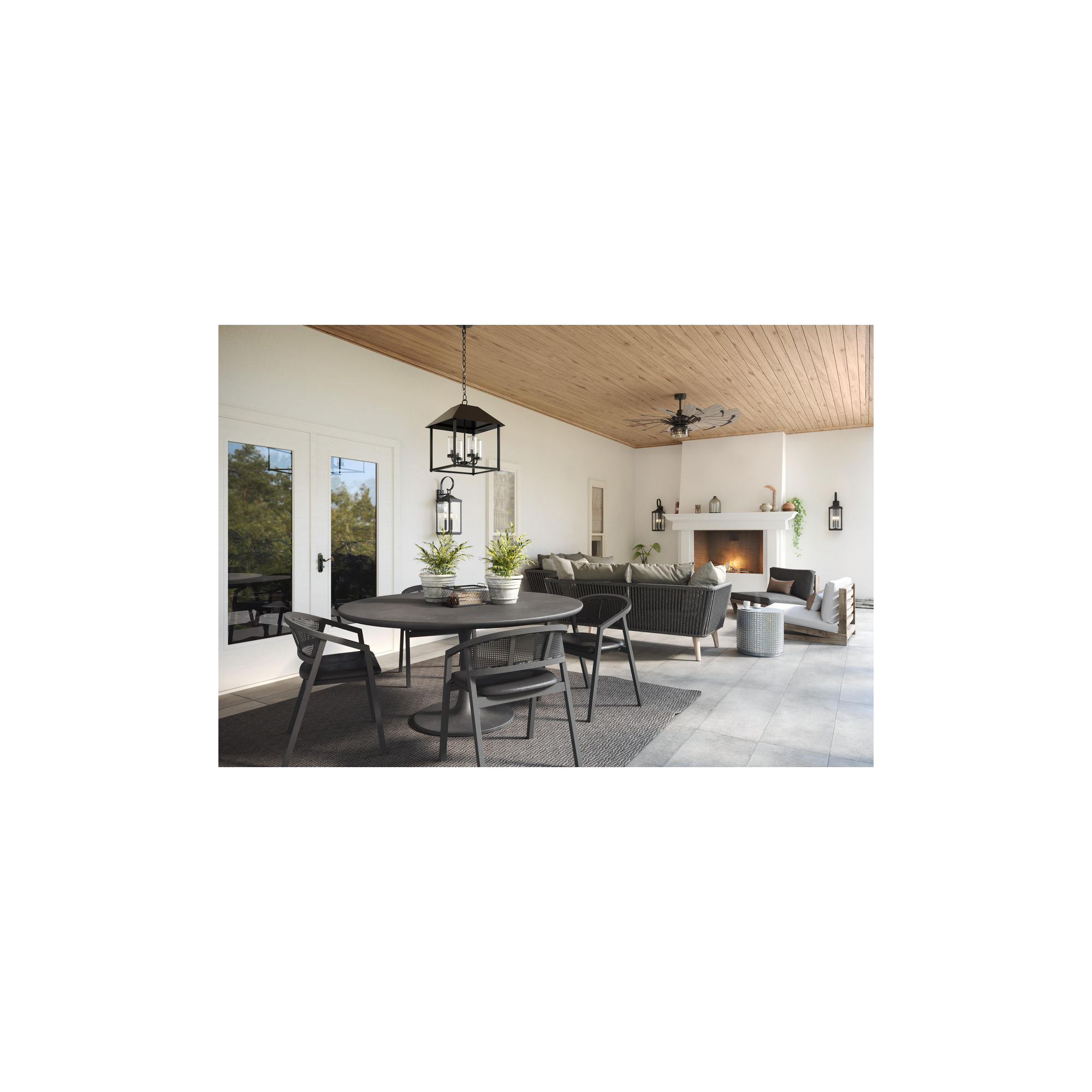 Crawley 3 Light Outdoor Wall Light, Black