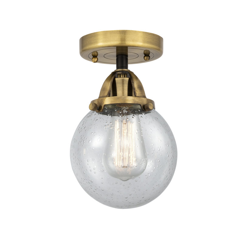 Plafonnier semi-encastré en verre Alfonsa, Oui, Laiton antique noir, Ampoule non incluse
