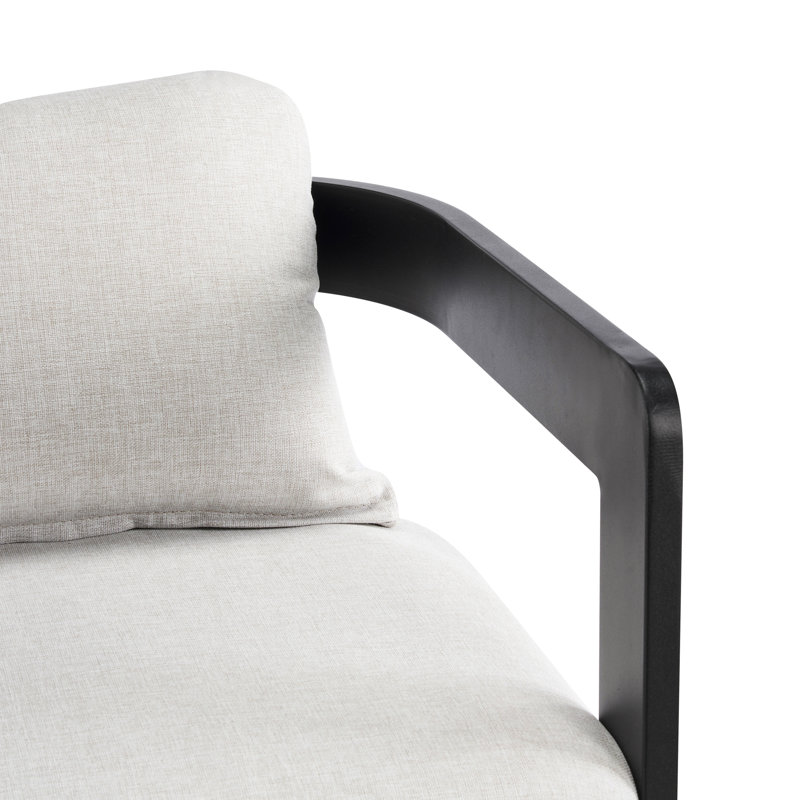 Tabouret de comptoir d'extérieur en aluminium, chaise de bar, structure noire avec coussin gris, ensemble de 4, 4