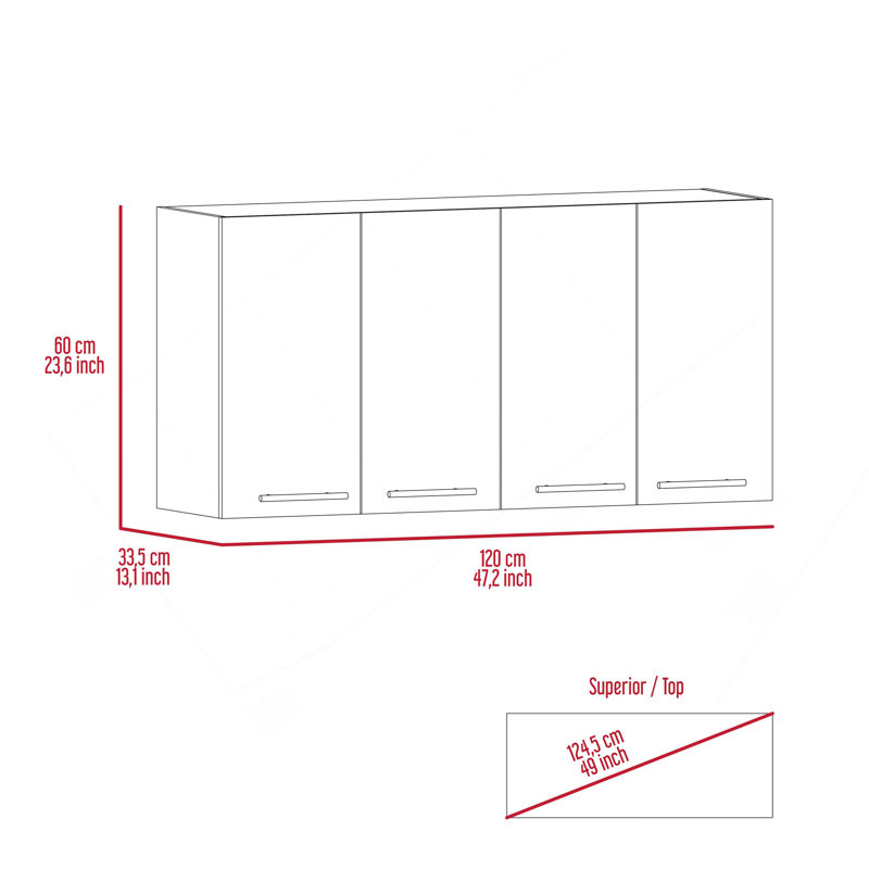 Armoire murale Sitka, deux cloisons spacieuses, quatre portes, Blanc