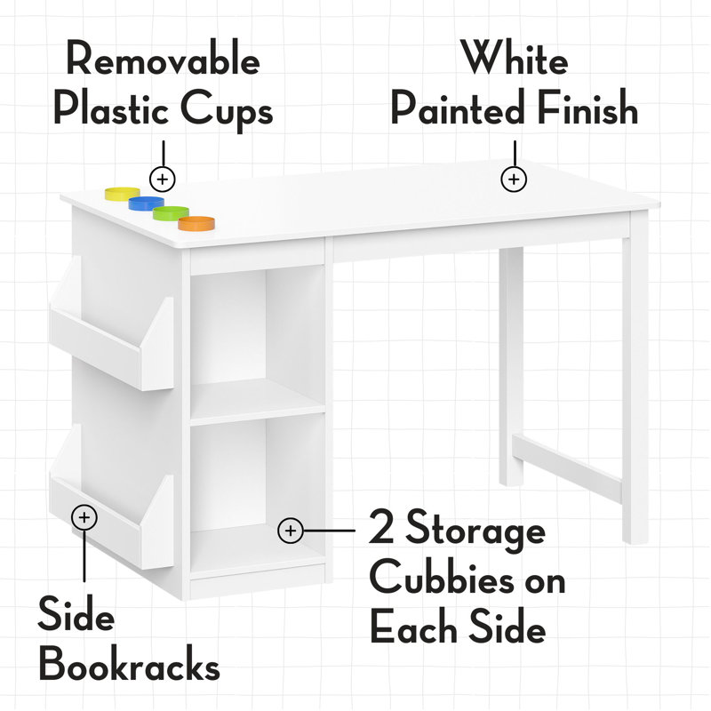 White Minimalist Children's Activity Table with Storage Bins