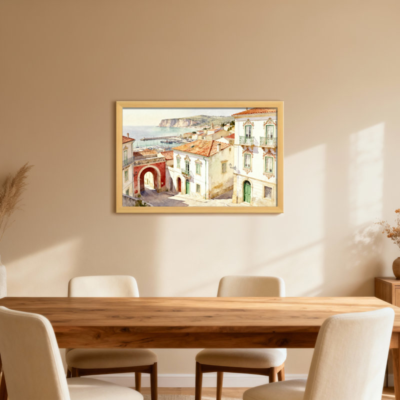 Scène de paysage côtier méditerranéen, H 20 po x l 30 po, Toile tendue, Ne s’applique pas