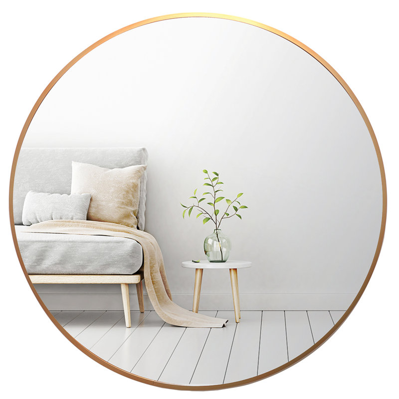Metal Framed Wall Mounted Bathroom / Vanity Mirror, Gold, 68.58cm H x 68.58cm W