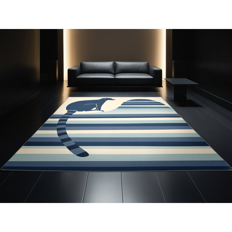 Tapis à rayures douces et moelleuses en laine Lucian, 3 X 5