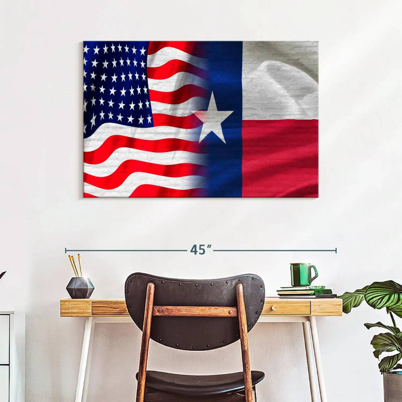 Borges US And Texas Flag, 26" H x 39" W