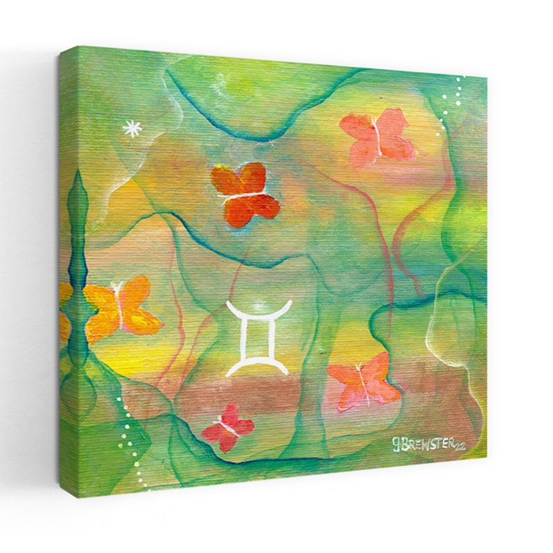 «Vibrant Gemini Butterflies», impression de papillon coloré de rêve abstrait nature, 48" H x 48" W