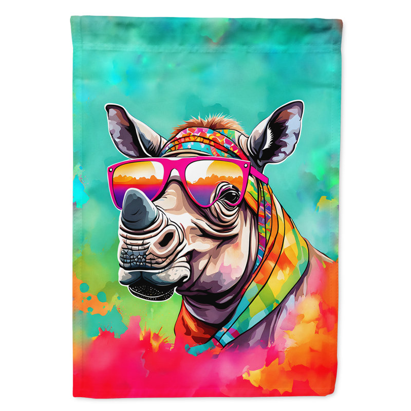 Drapeau de jardin hippie animal rhinocéros