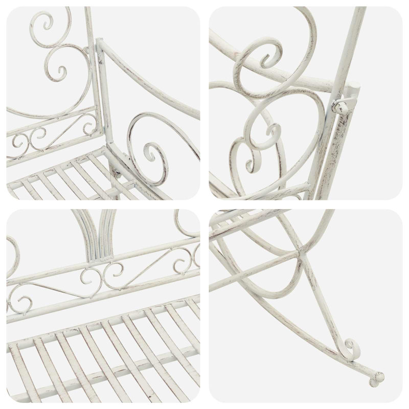 112 cm W Steel Garden Bench, Antique White