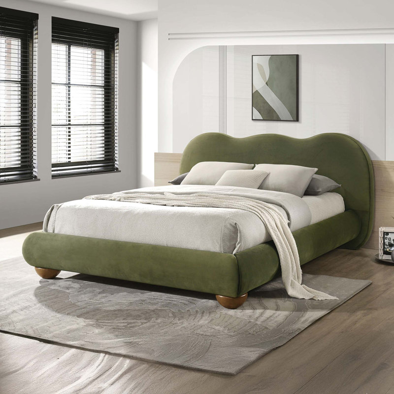 Mobilier de chambre à coucher 1pc, Vert olive, Grand lit