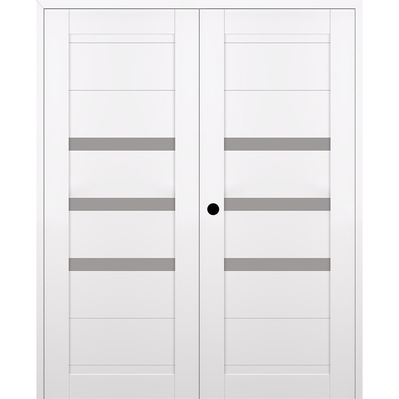 Dora Solid + Manufactured Wood Paneled without Installation Hardware Kit Prehung Door, 55.5'' x 83.23''