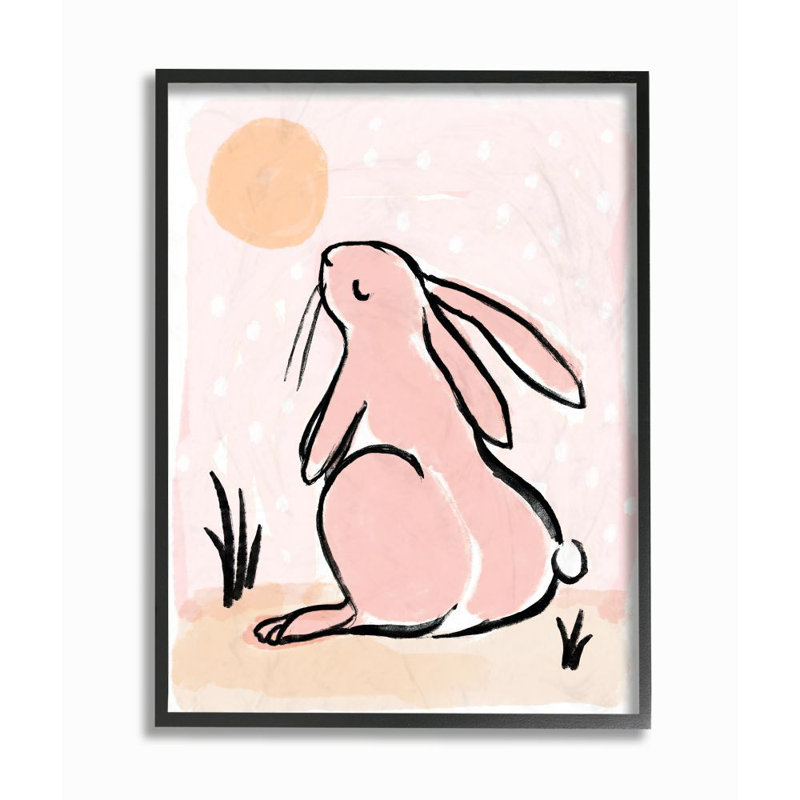 Décoration murale pour enfants Chasity Bunny in the Sun, H 14 po x l 11 po x P 1,5 po, Giclée encadrée noir minuit