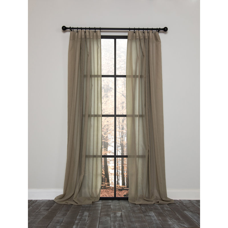 Belasquez Semi Sheer Curtain Single Panel, 54" x 96", Flax