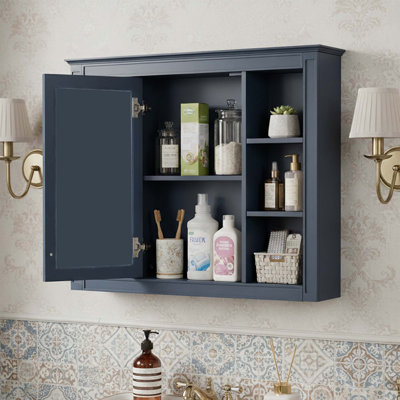 Armoire murale contemporaine pour salle de bain avec miroir, armoire de rangement murale élégante pour les essentiels du quotidien