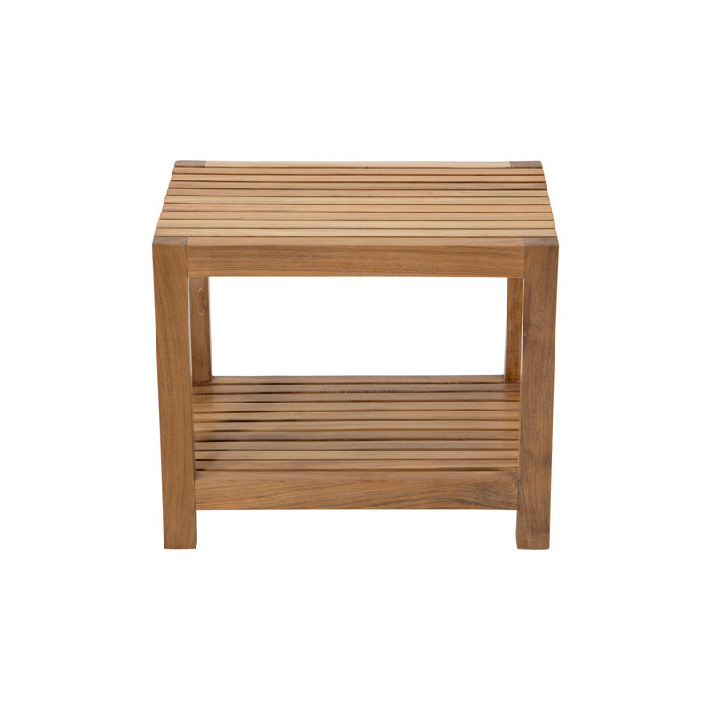 Montclair 18"x21" Teak Shower Stool, 18" H x 14" W x 21" D