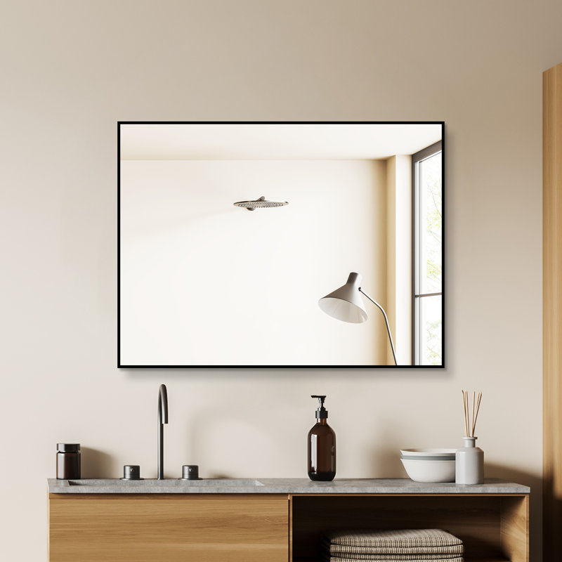 Miroir de salle de bain 24 po x 32 po en aluminium noir