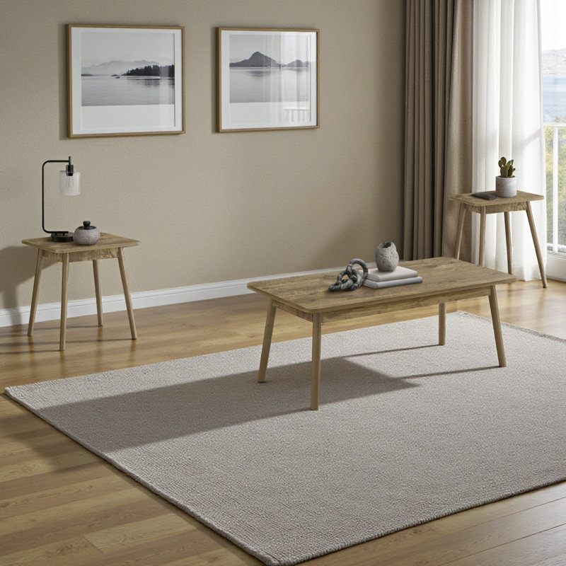 Ensemble de table moderne brun clair 3 pièces Miwa