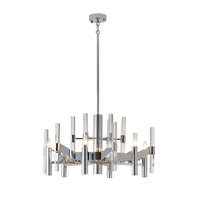 Lustre en cristal 6 lumières Modern, Chrome