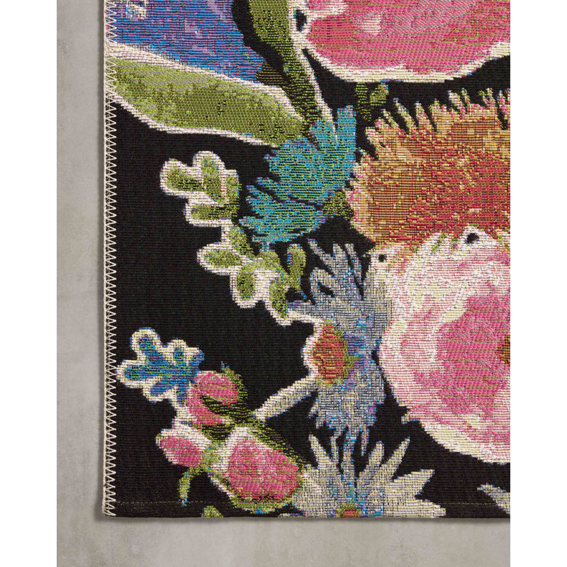 Loloi Botanical Black / Multi Area Rug, Runner 2'5" x 7'8"