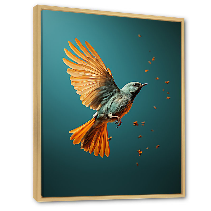 Oiseau contemporain, impression d'art mural, H 32 po x l 24 po x P 1 po, Cadre naturel flottant