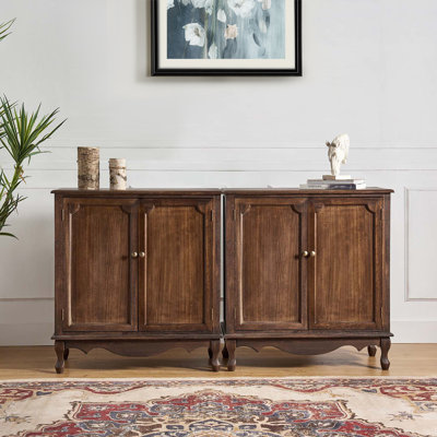Armoire d'appoint en bois massif à 2 portes avec assemblage simple Arshawn