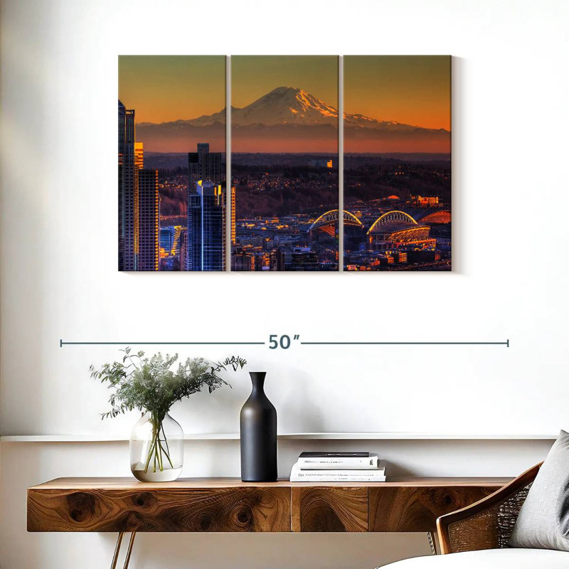 Sirci Seattle, coucher de soleil brillant, H 24 po x l 38 po
