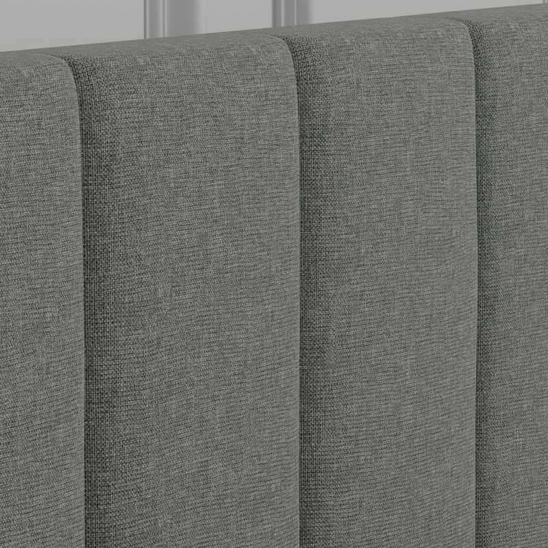 Askar Upholstered Panel Headboard, Light Grey, King