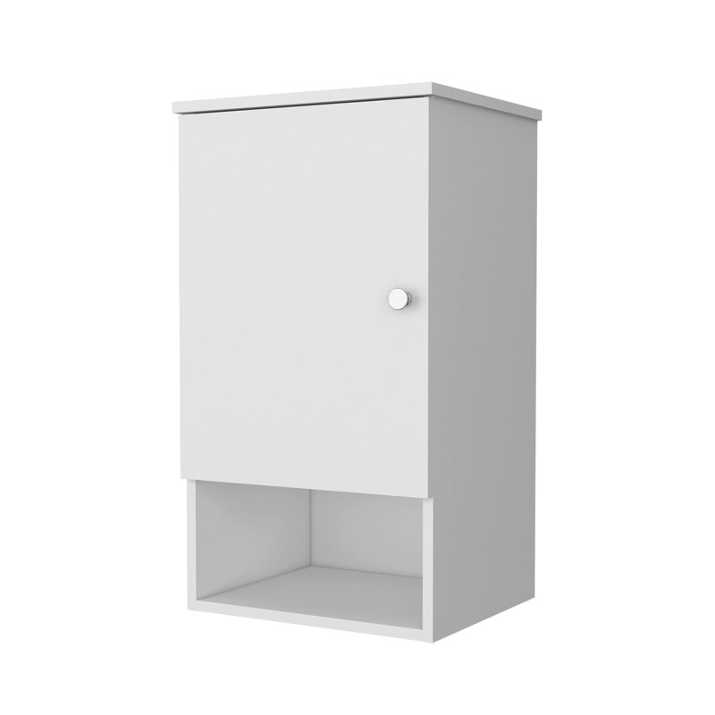 Carrizo Medicine Cabinet in Melamine with One Door, Black, White