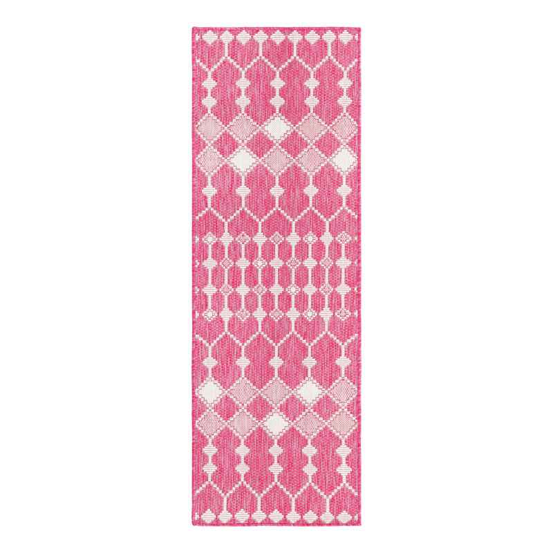 Magenta Traliccio Indoor/Outdoor Trellis Rug, Runner 2' x 6'