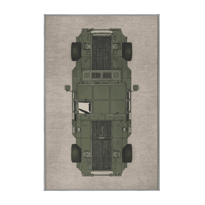 Machine Washable Transportation Gray Area Rug