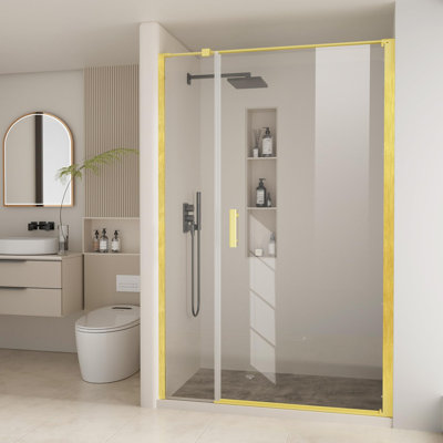 Porte de douche à cadre pivotant avec verre trempé de 5/16 po l 48 po x H 72 po