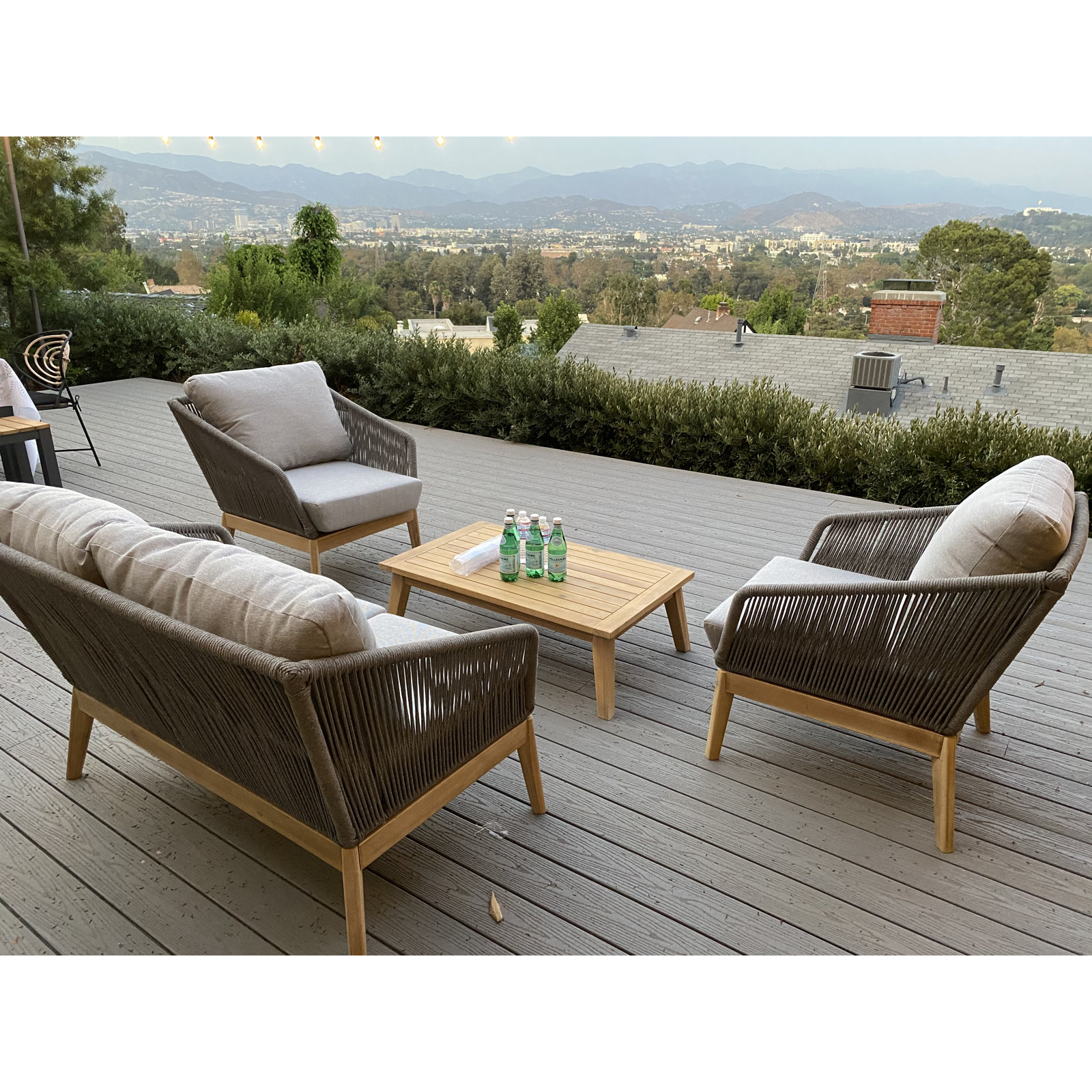 Bowery 4 Piece Sofa Seating Group with Cushions, Gray