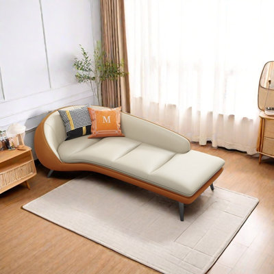 faux leather Chaise Longue with Steel Legs