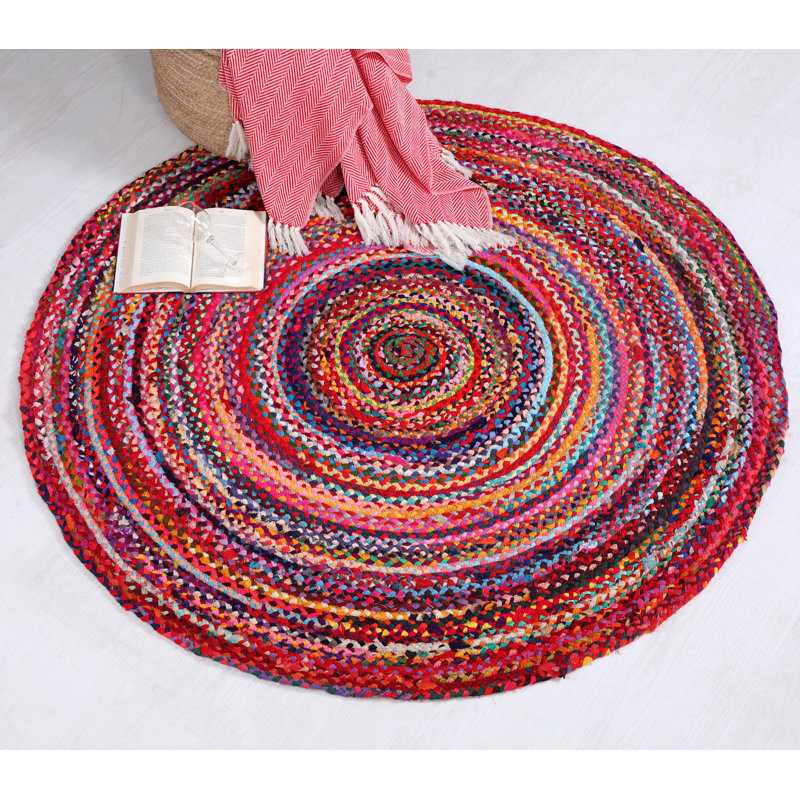Lolita Striped Cotton Area Rug, Round 120cm