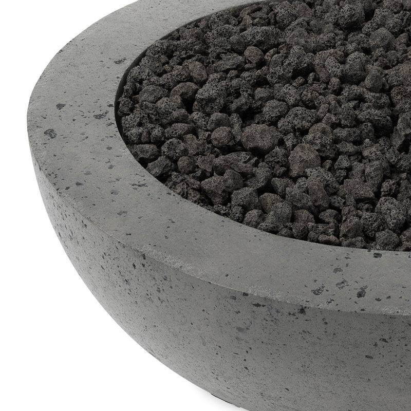 Bronson 18" H x 39" W Concrete Outdoor Fire Pit Table, Pewter Concrete, Natural Gas