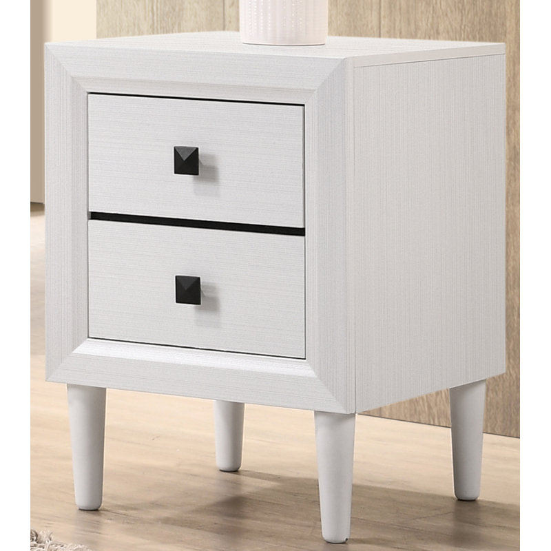Table de chevet 2 tiroirs Arnette, Blanc