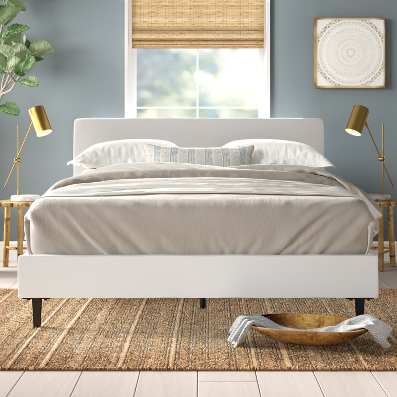 Anya Full Double White Faux Leather Upholstered Bed Frame