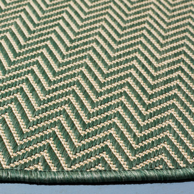 Tapis intérieur / extérieur Arneshia, Dark Green/Beige, Rond 4 pi
