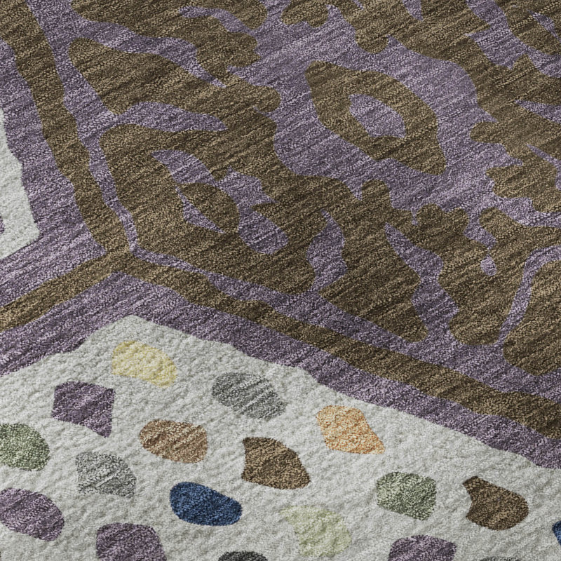 Tapis tribal Premium lavable à la machine AMF2457 Mayfield, Plum, 2'6" x 3'10"