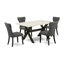 Ensemble de table de salle à manger 5 pièces comprenant une table de salle à manger rectangulaire avec pieds en X et 4 chaises Parsons en tissu Gotham foncé, noir brossé-278945323-516188965