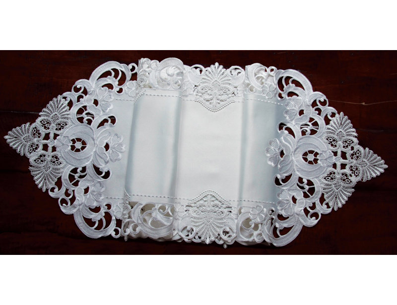 Ossett Lace Embroidered Cutwork Table Runner, 72" L x 15" W