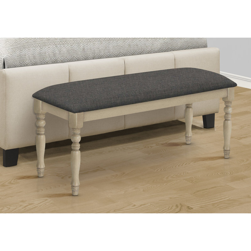 Bench, 48" Rectangular, Upholstered, Wood, Entryway, Dining Room, Kitchen, Fabric, Solid Wood, Transitional