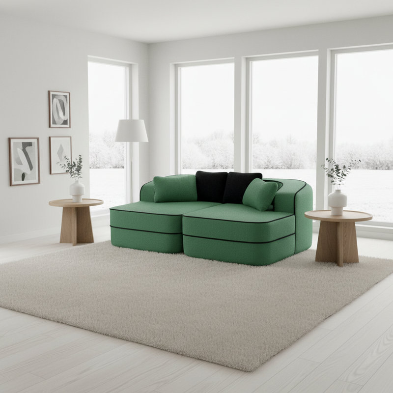 Ensemble de salon modulaire 2 pièces 77,2 po Teddy, Vert